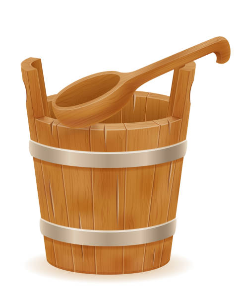 istock wooden bucket with wood texture old retro vintage vector illustration 1220152545