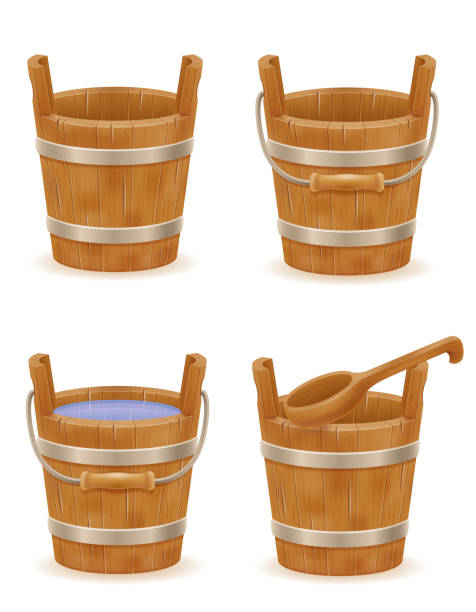 istock wooden bucket with wood texture old retro vintage vector illustration 1220152643
