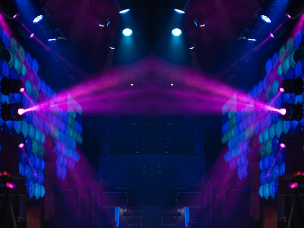 istock Abstract texture background for design. Stage light and smoke on stage, lighting and spotlights. 1220153216