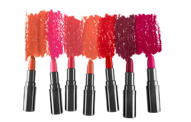istock Lipsticks with swatches isolated on white background. 1220156769