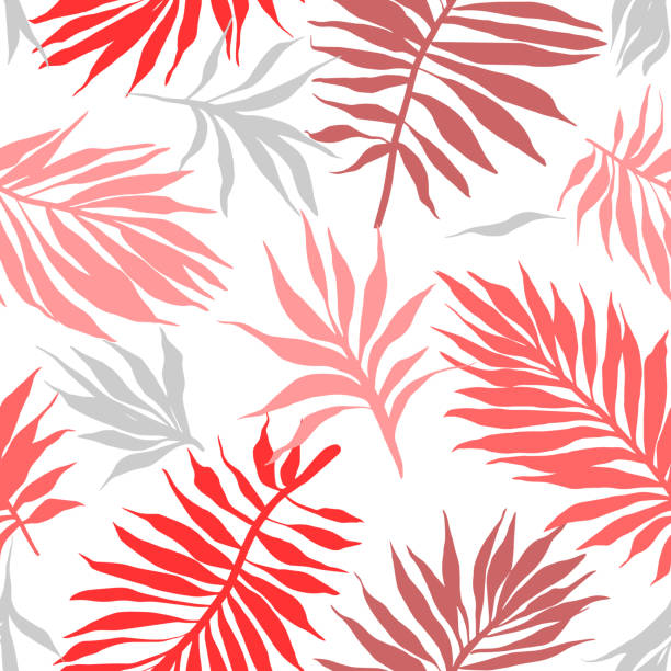 Botanical seamless pattern made of leaves, plants and sprigs Botanical seamless pattern. Hand drawn fantasy exotic sprigs. Floral background made of herbal foliage leaves for fashion design, textile, fabric and wallpaper. art and craft illustrations stock illustrations