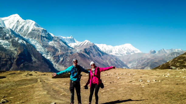 istock Ice Lake - A couple posing with the view on Annapurna Chain 1220163409