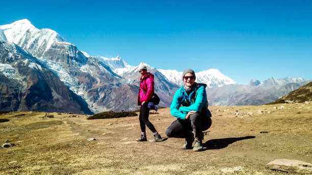 istock Ice Lake - A couple posing with the view on Annapurna Chain 1220163485