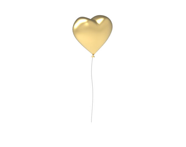 istock Golden heart shaped balloon. Isolated on white. Clipping path. 3D Rendering. 1220163671