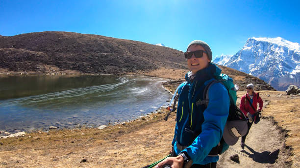 istock Ice Lake - A couple trekking around Ice Lake 1220163986