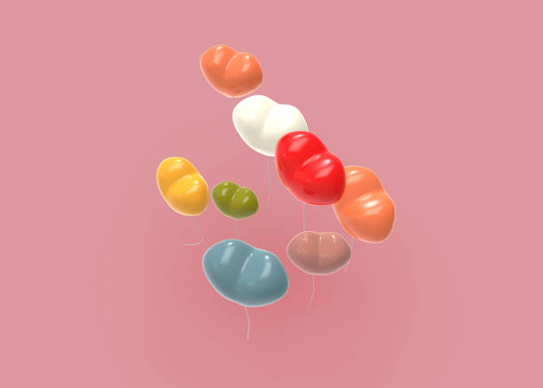 istock Colorful heart shaped balloons. 3D Rendering. 1220164053