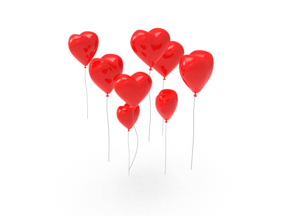 istock Red heart shaped balloons. Isolated on white. Clipping path. 3D Rendering. 1220165759