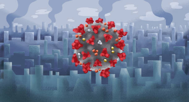istock Illustration of coronavirus arriving to a city 1220169928