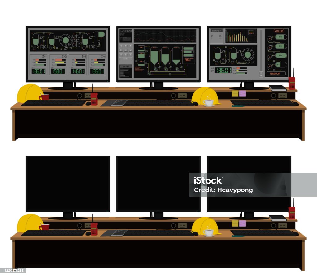 Engineer Workstation Example Isolate Engineering Workstation On White Background Stock Illustration ...