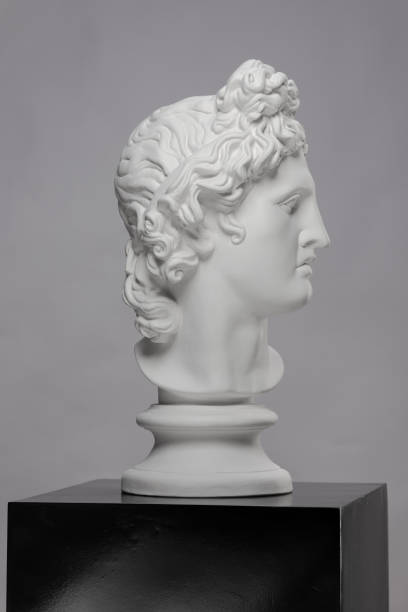 istock White plaster statue of a bust of Apollo Belvedere 1220174490