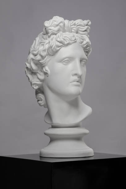 istock White plaster statue of a bust of Apollo Belvedere 1220174501
