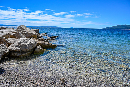 Rabac Croatia gravel beach clear water and sun may 16 2019