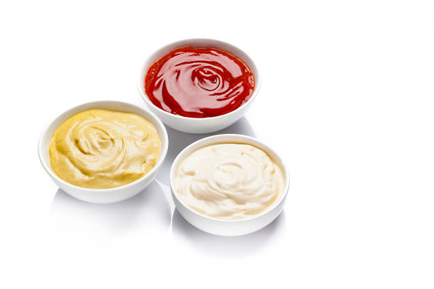 istock Ketchup, mustard and mayonnaise isolated on white background 1220176592