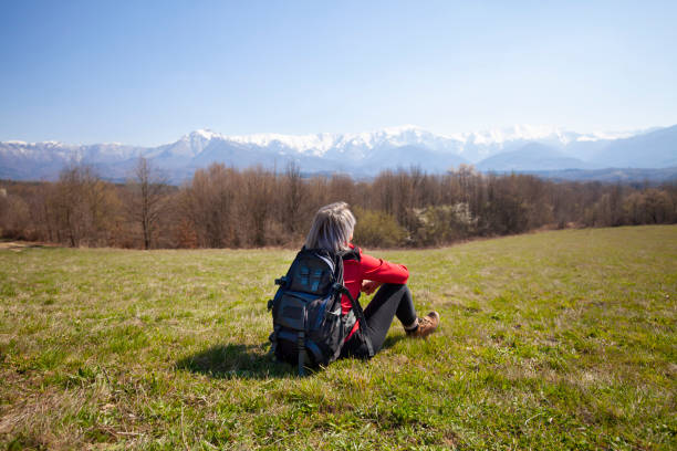istock Tourist woman resting 1220177538