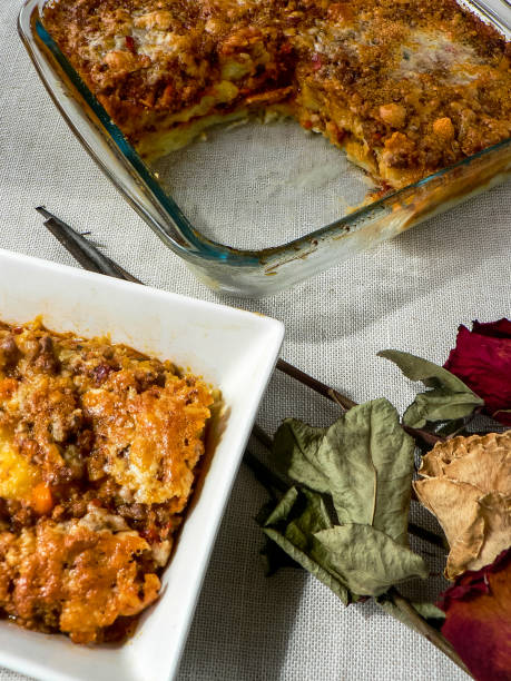 istock Shepherd's pie, traditional British dish with minced meat and mashed potatoes 1220177799