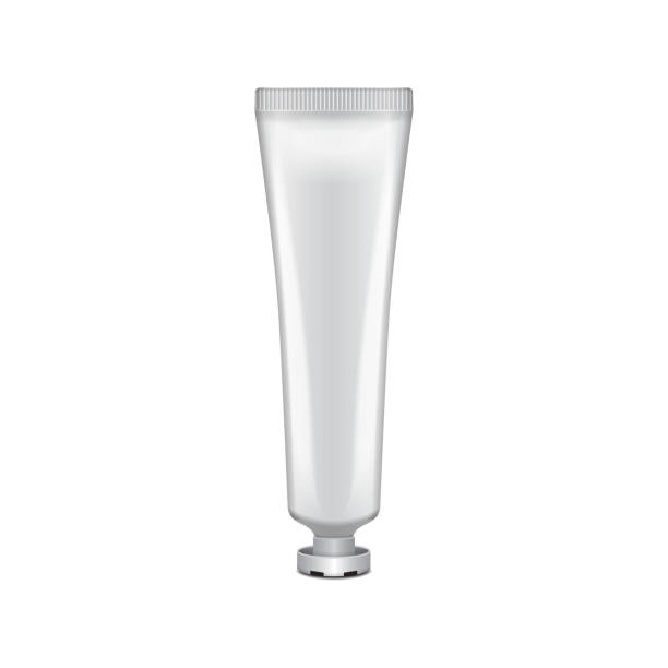 istock Mock up tube with white lid - cream, gel, skin care, toothpaste. Ready for your design. Packaging mockup template 1220180082