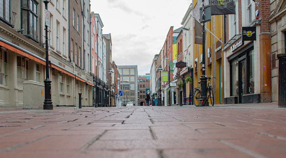 Empty city streets during Covid 19 Global Pandemic, Dublin, Ireland.
