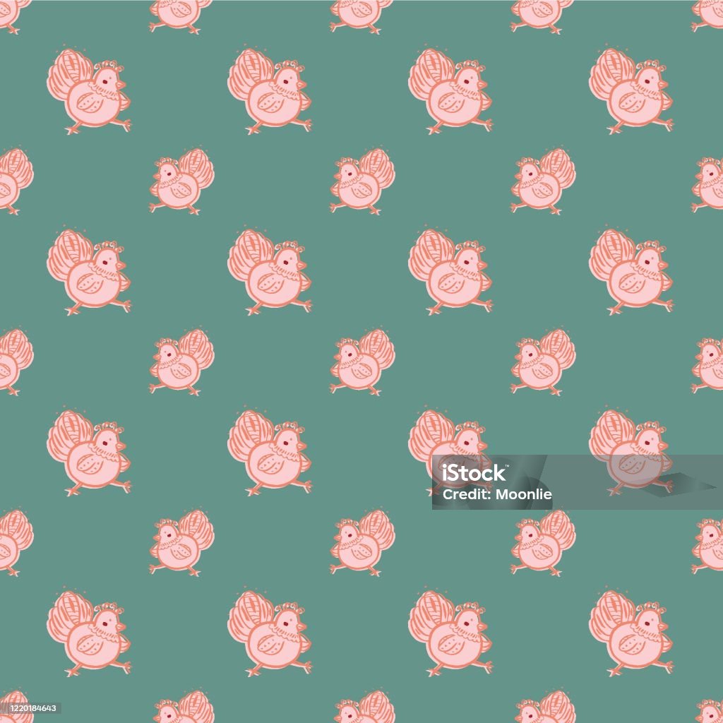 Chicken Repeat Pattern Chicken Folklore Print Seamless Repeat Pattern Stock Illustration ...