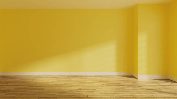 istock yellow wall  and sunlight from window on the wall realistic 3D rendering 1220184672