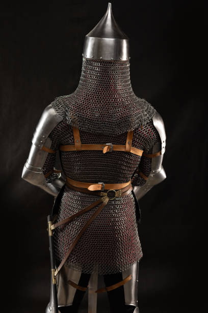 istock Mannequin man with a beard in a helmet and armor of a knight 1220191549