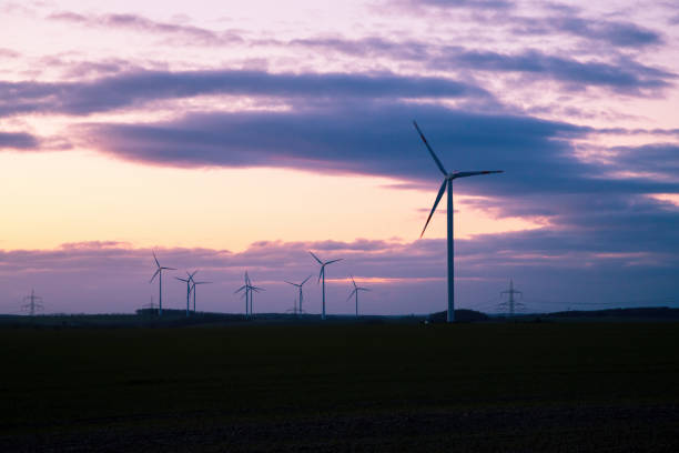 istock The Wind generator in the evening at the dusk with a dark texturized sky backwards 1220193258