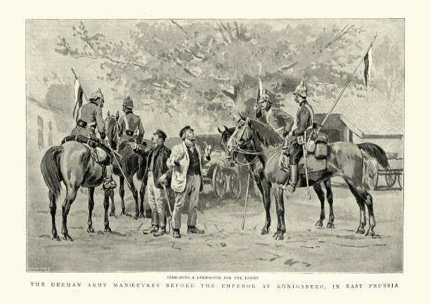 istock German cavalry soldier searching a farmhouse for the enemy, 1894 1220195766