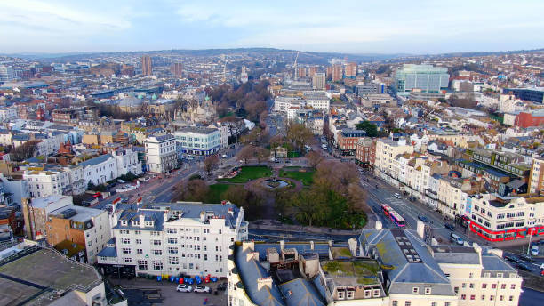 City of Brighton from above - beautiful aerial view City of Brighton from above - beautiful aerial view -aerial photography Hove stock pictures, royalty-free photos & images