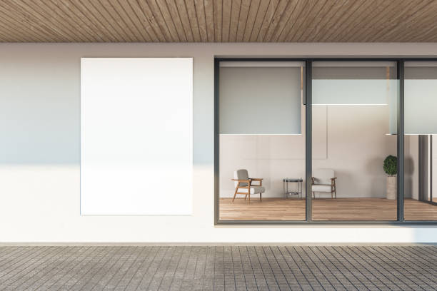 istock Facade apartment with blank banner on wall. 1220198715