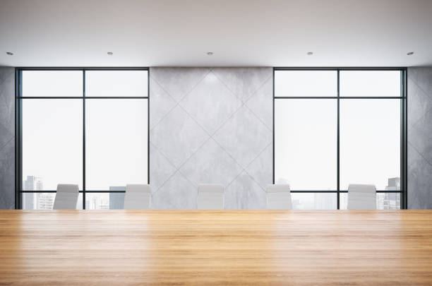 istock Luxury conference office room with city view 1220198952