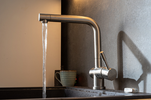 Tap without water. Lack of water in the pipes, concept save water and save the planet