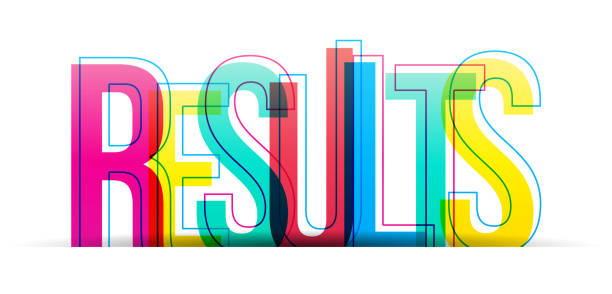 The word Results. Colorful letters isolated on a white background vector art illustration