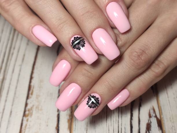 istock Trendy manicure design on a beautiful background. 1220203452