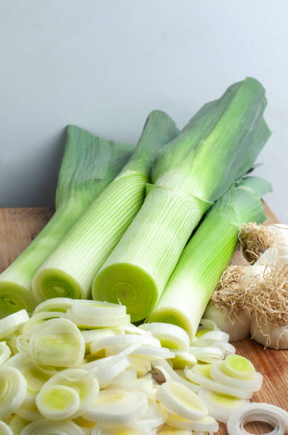 istock leek stems and sliced pieces on a cutting board 1220204481