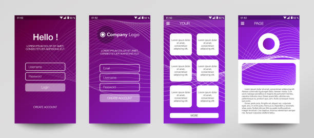 Design of mobile app, UI, UX, GUI. Set of user registration screens ...