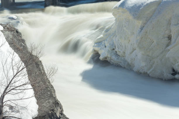 Long exposure winter waterfall Ottawa, Canada.