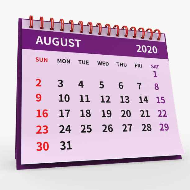 istock Standing Desk Calendar August 2020, color page 1220217004