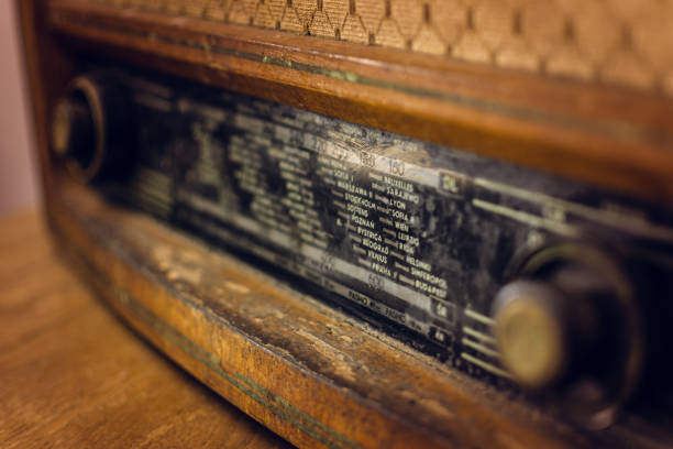 Antique radio on the old table
