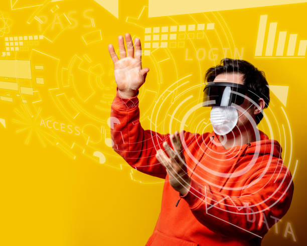 istock Guy in 3D glasses with illustraiton 1220218050