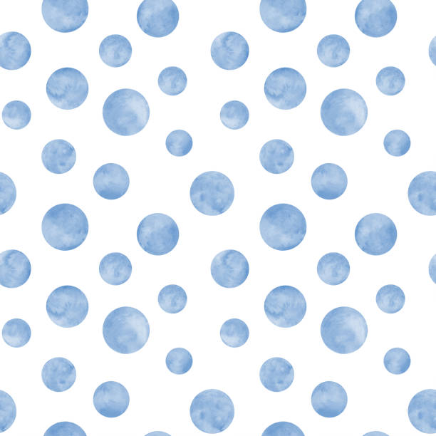 istock Polka dot blue navy indigo watercolor seamless pattern. Abstract watercolour background with color circles on white 1220219618