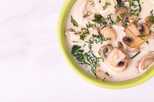 istock Fresh creamy champignon spinach soup 1220221338