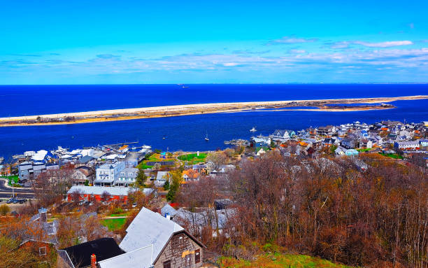 istock Aerial view on Houses and Atlantic Ocean from light house reflex 1220223382