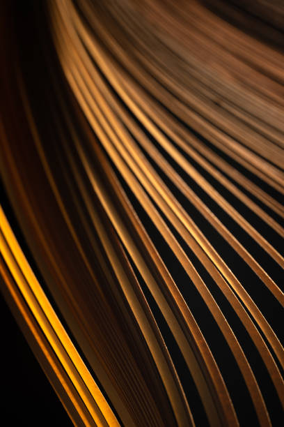 istock Abstract brown gradient color paper strips stacked together in curve shape 1220223625