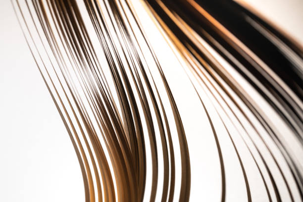 istock Abstract brown gradient color paper strips stacked together in curve shape 1220223655