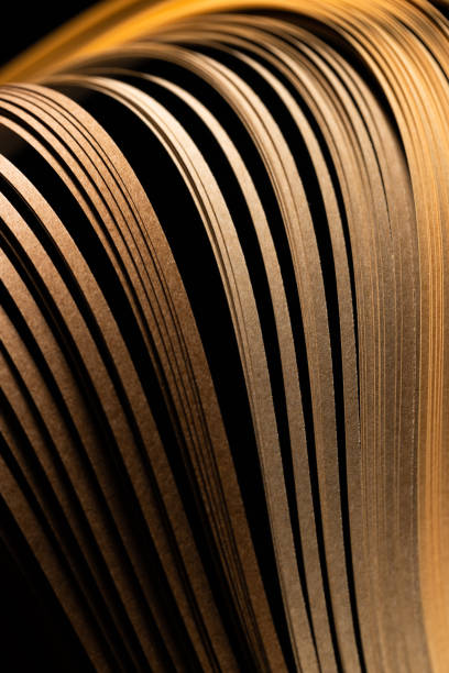 istock Abstract brown gradient color paper strips stacked together in curve shape 1220223671