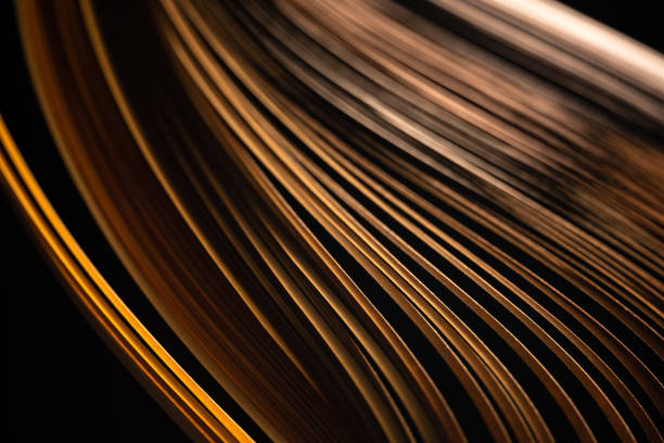 istock Abstract brown gradient color paper strips stacked together in curve shape 1220223692