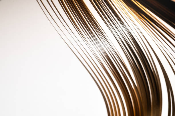 istock Abstract brown gradient color paper strips stacked together in curve shape 1220223766