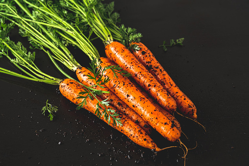 Bunch of homegrown organic carrots.