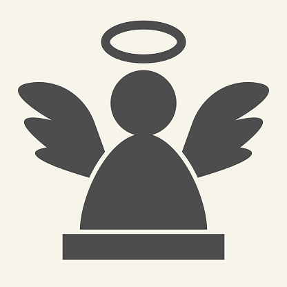 Angel solid icon. Christmas holy angel silhouette utline style pictogram on white background. New Year decoration signs for mobile concept and web design. Vector graphics