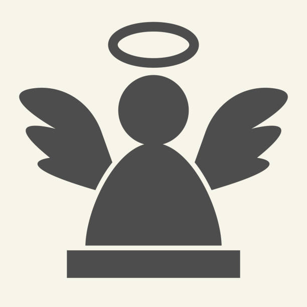 Angel solid icon. Christmas holy angel silhouette glyph style pictogram on white background. New Year decoration signs for mobile concept and web design. Vector graphics. Angel solid icon. Christmas holy angel silhouette utline style pictogram on white background. New Year decoration signs for mobile concept and web design. Vector graphics internet silhouettes stock illustrations