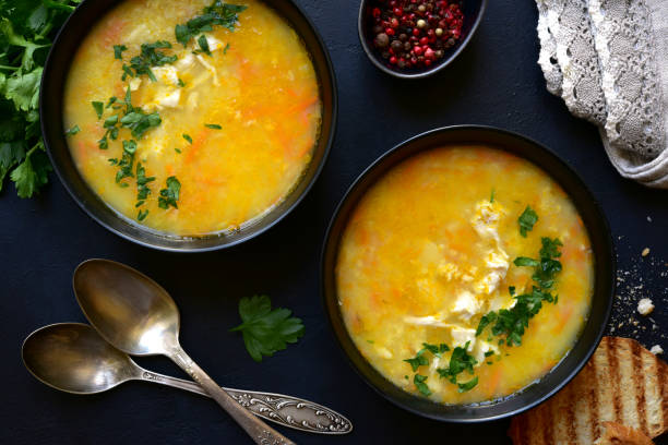istock Thick chicken soup with millet and vegetables 1220228588